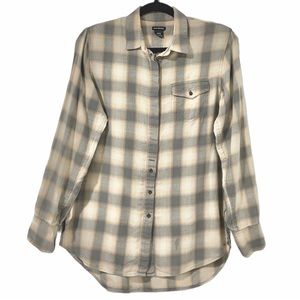 Club Monaco 100% Cotton Plaid Button Down Long Sleeve Top Women Size XS